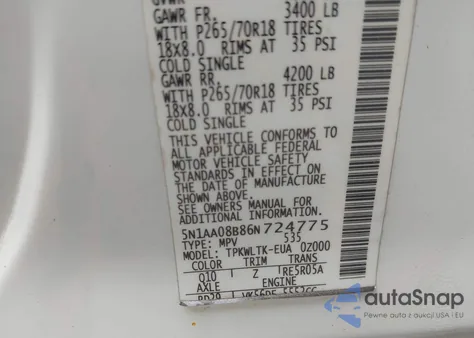 2006 Nissan Armada Se from USA, damaged, VIN 5N1AA08B86N724775